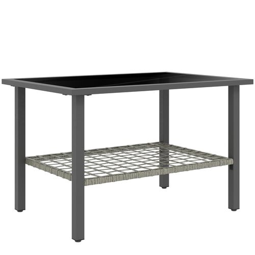 Outsunny Outdoor Rattan Coffee Table, Rectangular Tea Side Table, Mixed-grey