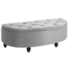 HOMCOM Semi-Circle Bed End Bench Ottoman with Storage Tufted Upholstered Accent Seat Footrest Stool with Rubberwood Legs for Bedroom & Entryway, Dark Grey