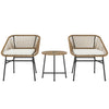 Outsunny Rattan Bistro Set, Small Balcony Furniture with Cushion, Light Grey