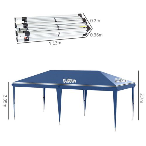 Outsunny 6 x 3(m) Pop Up Gazebo Patio Party Event Heavy Duty Canopy Blue