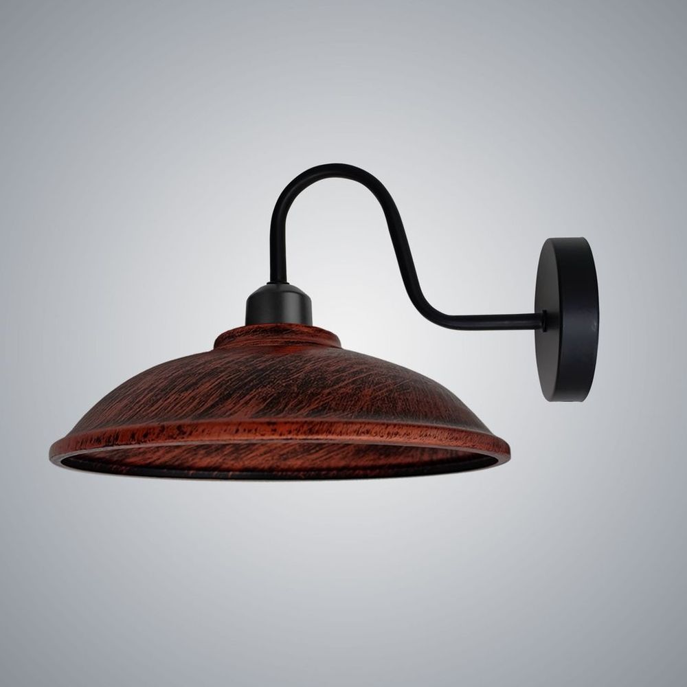 Vintage Rustic Red Wall Light Fixture, Black Wall Sconce, E27 Base Socket, Swan Neck Shape Shade - High-Quality, Durable