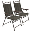 Outsunny Folding Chairs - Armrests, Breathable Fabric, Dark Brown