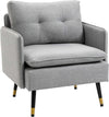 HOMCOM Modern Upholstered One Seater Sofa for Bedroom Living Room Grey