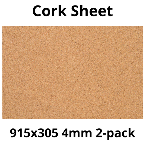 Cork Sheet - 915x305mm - 4mm - Décor and DIY - Pack of 2