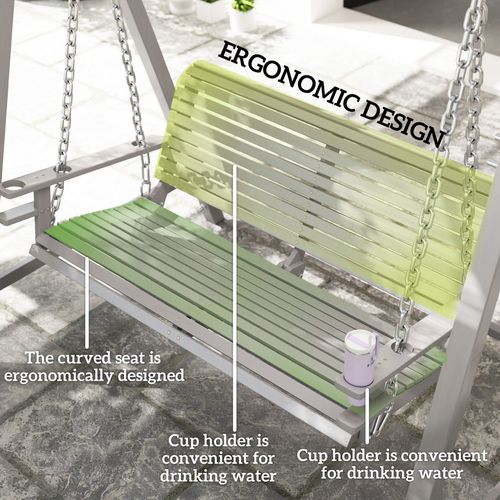 Outsunny 2 Seater Wooden Garden Swing Seat Hammock Bench Lounger, Grey