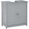 kleankin 60x60cm Under-Sink Storage Cabinet w/Adjustable Shelf Handles Drain Hole Bathroom Cabinet Space Saver Organizer Grey