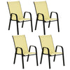 Outdoor Dining Chair Set - 4 Pack Beige w/ High Back Armrest - Outsunny