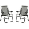 Patio Folding Dining Chairs Set - Outdoor Garden - 2 Piece - Grey