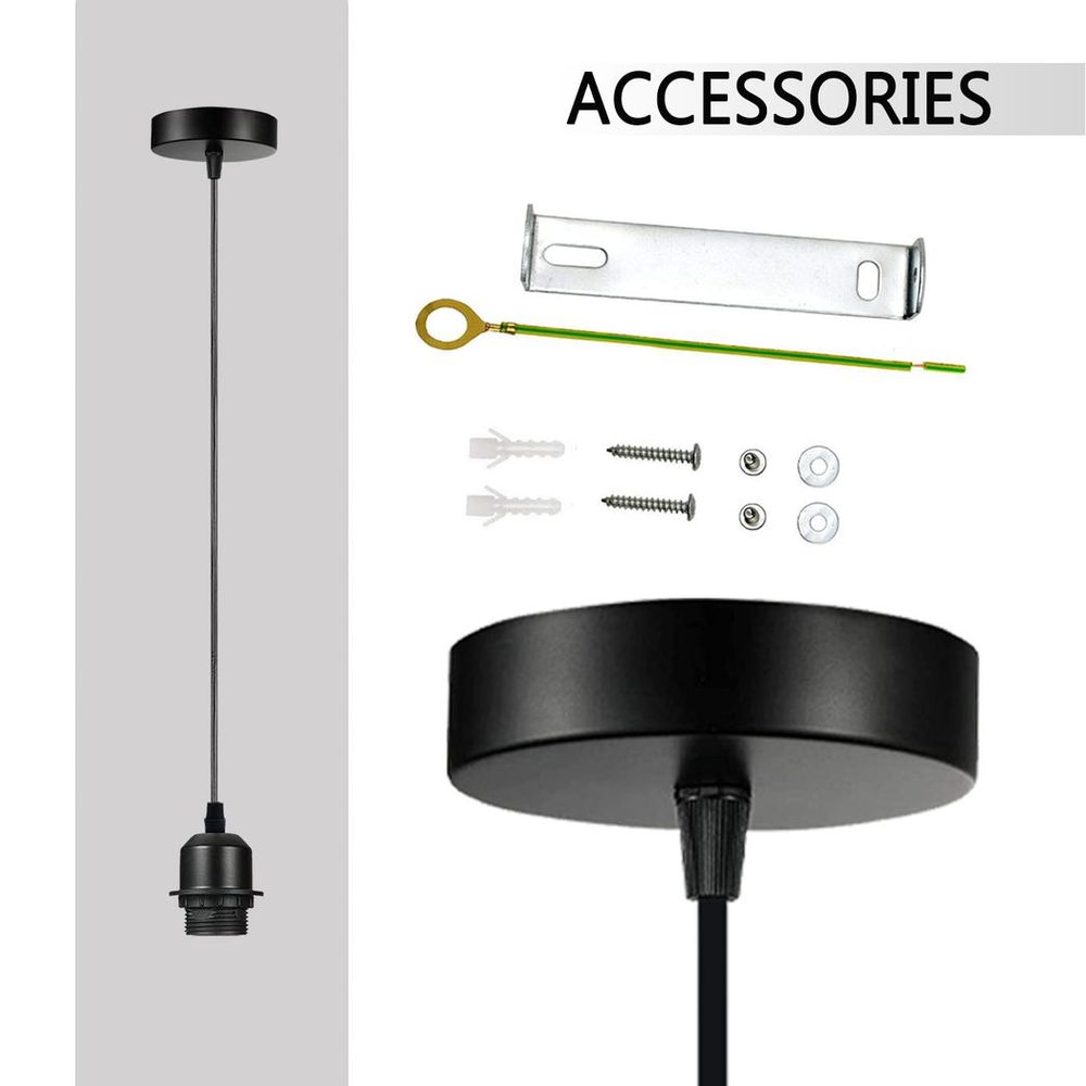 5 Pack Industrial French Gold Pendant Light, Lampshade Addable E27 Lamp Holder Light, E27 UK Holder Set With PVC Cable.