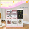 AIYAPLAY Play Kitchen, Pretend Toy Kitchen w/ Toy Phone, Chalkboard, Sink