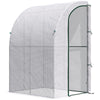 Outsunny Walk-In Lean to Wall Greenhouse w/ Zippered Door 143x118x212cm, White