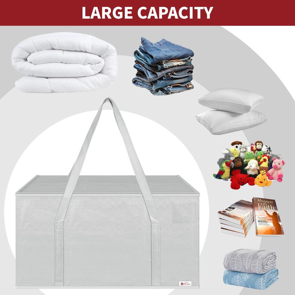 VINSANI 8PK Moving Bags Grey - Lightweight, Sturdy, Spacious & Portable - Perfect for Organizing & Moving