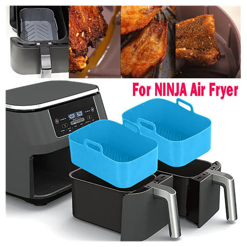2PCS Square Silicone Pot For NINJA Air Fryer Kitchen BBQ Plate Heating Baking UK