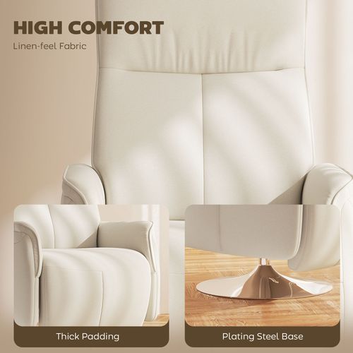 HOMCOM Massage Reclining Chair with Adjustable Backrest, Cream White
