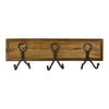 Industrial Rustic Metal Hooks on Wooden Base - Set of 3