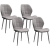 HOMCOM Modern Style Kitchen Chairs Set of 4 with Flannel Upholstered, Light Grey