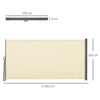 3x1.6M Retractable Side Awning Screen Fence Patio Privacy Divider Cream