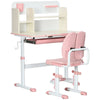 Premium HOMCOM Pink Kids Desk & Chair Set - Storage Shelves & Washable Cover