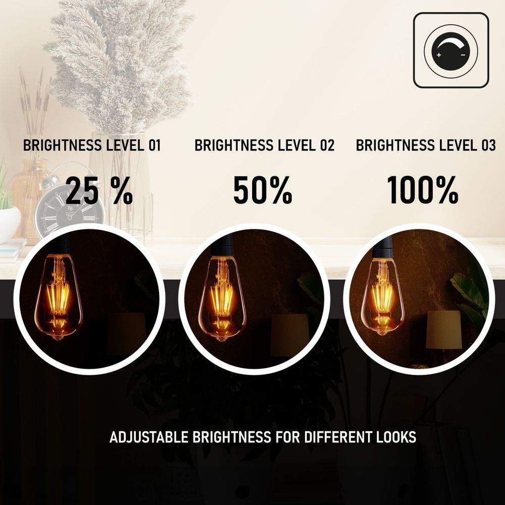 6 Pack E27 LED Edison Dimmable Vintage Amber Glass Warm white 2700K Light Bulb