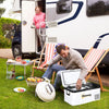 Outsunny 12V Car Refrigerator w/LED Light & Foldable Handles, 18L Portable Compressor Cooler, Fridge Freezer with 12/24V DC and 110-240V AC for Campervan RV Boat Travel