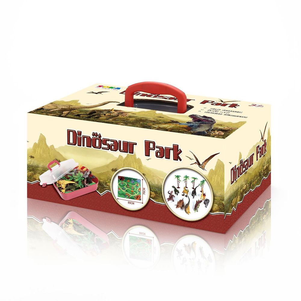 SOKA Dinosaur Toy Figure Set with Activity Play Mat Playmat & Trees For Kids Children - Realistic Dinosaur Toys Educational Playset for Boys & Girls Including T-Rex, Triceratops, Velociraptor