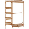 Bamboo Clothes Rail Garment Rack - High Quality 6 Tier Shelf Hanging Rod for Organized Storage