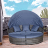 5 Pc Outdoor Plastic Rattan Wicker Sofa Bed Sectional Set