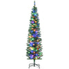 HOMCOM 6ft Artificial Pencil Christmas Tree with Colourful Lights, Steel Base