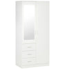 2-Door Wardrobe w/ Adjustable Shelf 3 Drawers for Bedroom, 180cm, White