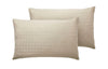 400TC - 100% Cotton Satin Stripe Check Pillowcase Pair Latte