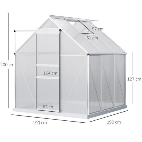 Outsunny Polycarbonate Walk-in Garden Greenhouse w/ Sliding Door Silver Tone