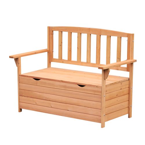 Outdoor Garden Storage Bench Patio Box All Weather Fir Wood 112 x 84 cm