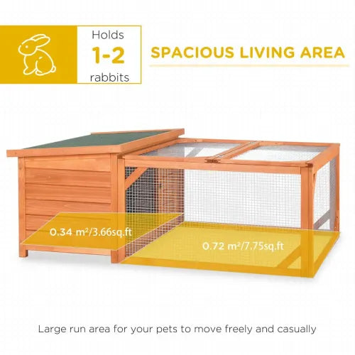 Wooden Rabbit Hutch with Run Small Animal Guinea Pig House 125.5 x 100 x 49cm