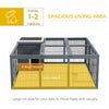 PawHut Rabbit Hutch Outdoor, Guinea Pig House, Bunny Run Cage with Openable Top for 2 Rabbits, 123 x 120 x 52cm, Grey