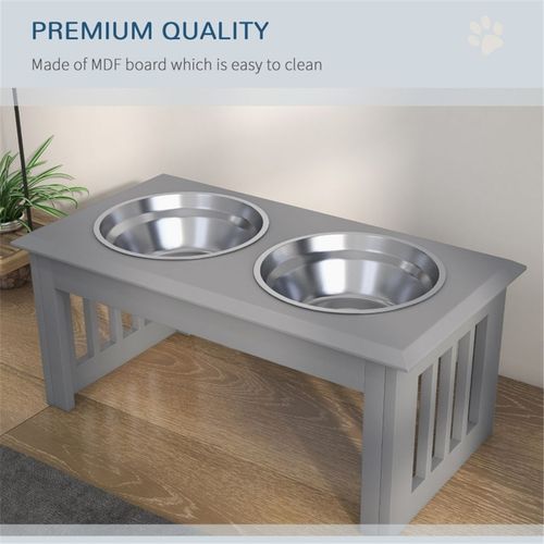 Dog bowls Pet Feeding 2x Stainless Bowls Grey 58.4L x 30.5W x 25.4H cm