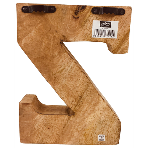 Hand Carved Wooden Embossed Letter Z