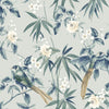 Exquisite Oriental Floral Birds Grey/Blue Wall Art