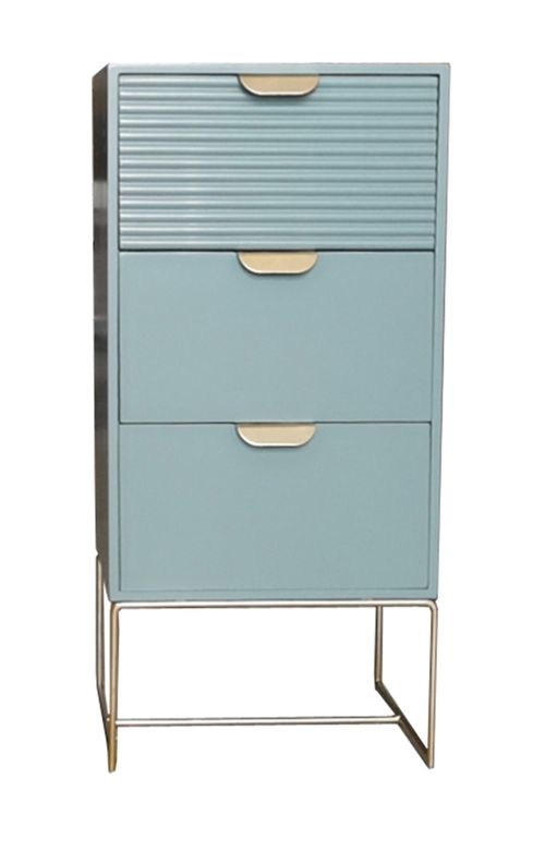 64CM GREEN WOODEN 3 DRAWER BEDSIDE TABLE