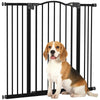 PawHut Adjustable Metal Pet Gate w/ Auto-Close Door - 74-100cm, Black