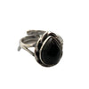 Giant Teardrop Crystal Ring, Black Agate