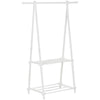 Premium White Steel Freestanding Clothes Rail with 2 Shelves - Durable & Elegant