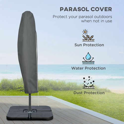 Outsunny 3(m) Banana Parasol Cantilever Umbrella Garden w/ Base Weights, Black
