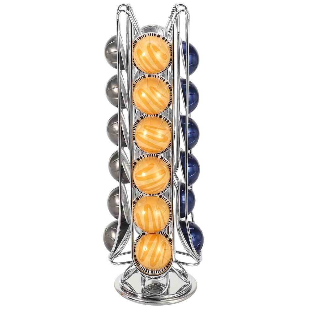 VINSANI CHROME 24 COFFEE POD STAND - Organize and Display your Flavors with this Sleek Holder!