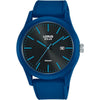 Lorus Mens Sports Solar Black Dated Dial Watch - Blue Rubber Strap RH305AX9