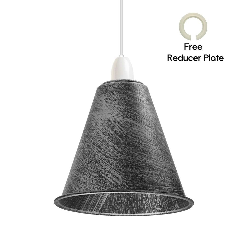 Vintage Retro Metal Cone Shade - Pack of 2 - 18cm Diameter - Easy Fit - High Quality
