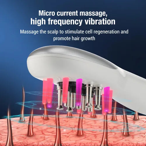 EMS RF Electric Hair Growth Massage Comb With Essential Oil Red Blue Light Anti-loss Dense Hair Comb Vibration Scalp Massager