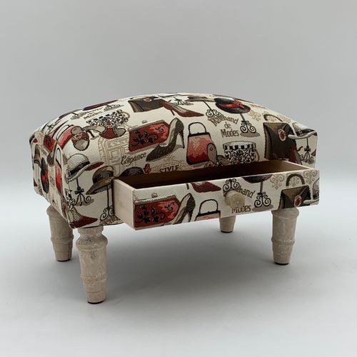 LADIES FABRIC FOOTSTOOL WITH DRAWER