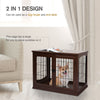 PawHut Dog Crate, Furniture Style Puppy Cage End Table, Pet Kennel House with 3 Doors for Small Dog, Brown 81 x 58.5 x 66 cm