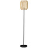 HOMCOM Farmhouse Floor Lamp for Living Room Bedroom with Rattan Wicker, Natural