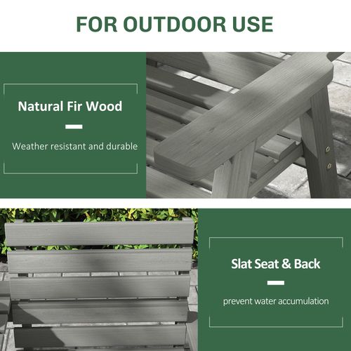 Outsunny Convertable 3-Seater Wood Bench Table Garden w/ Armrests Grey